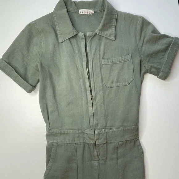 LaCausa size small olive green jumpsuit with zipper. - Picture 2 of 5